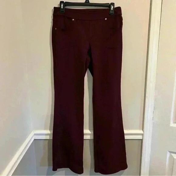 Athleta Stretch Plum Pull‎ On Wide Leg Pants Sz small Faux Zipper - Picture 4 of 6